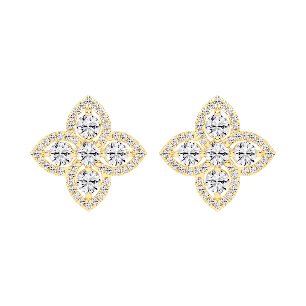 Starlight Petal Diamond Halo Studs