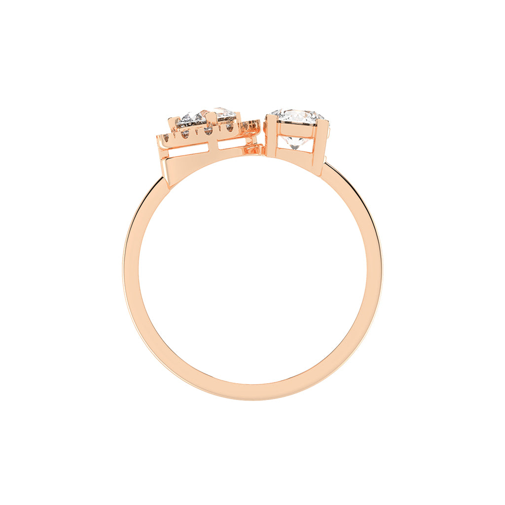 Halviara you and me pear cut halo lab diamond ring