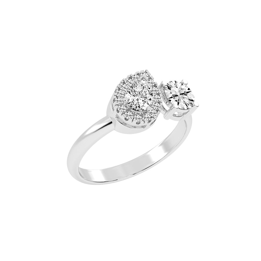 Halviara you and me pear cut halo lab diamond ring