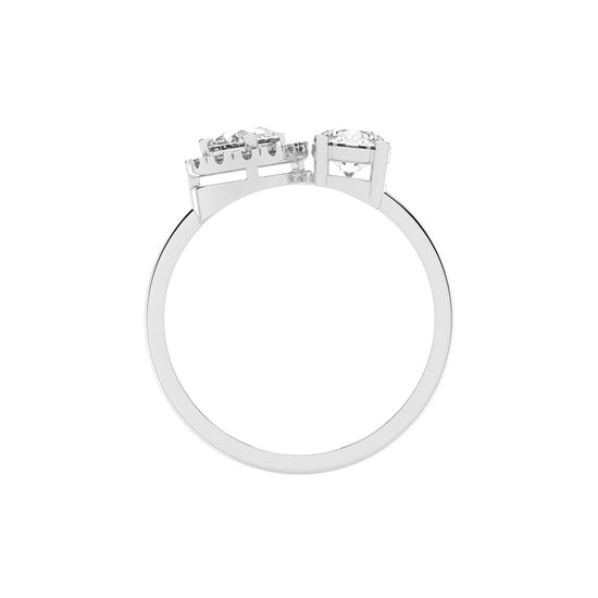 Halviara you and me pear cut halo lab diamond ring