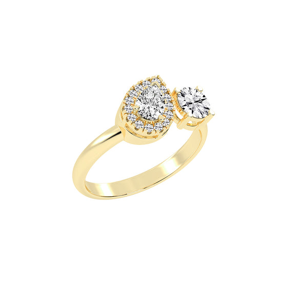 Halviara you and me pear cut halo lab diamond ring