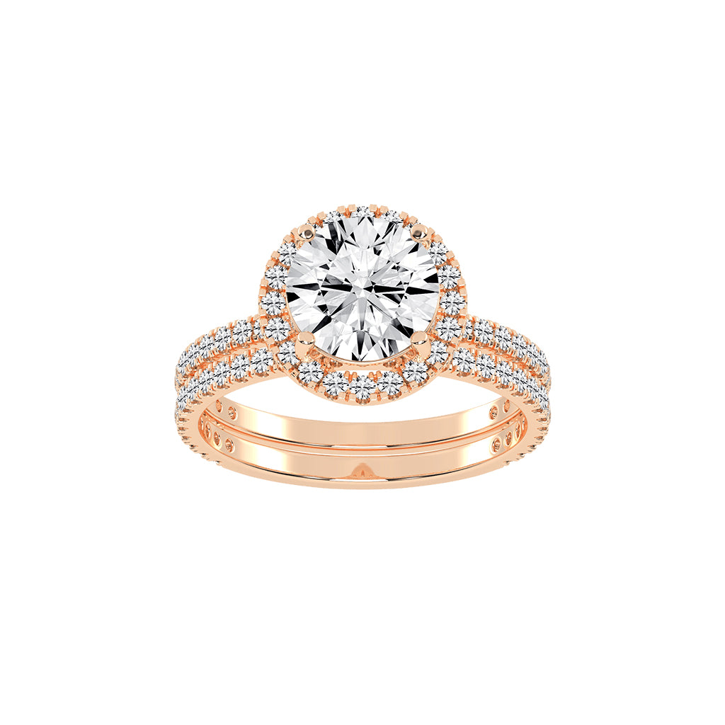 Halorina two row round cut halo lab diamond ring