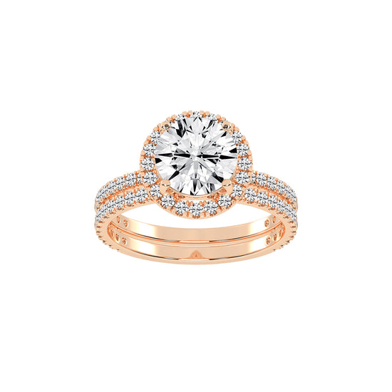 Halorina two row round cut halo lab diamond ring