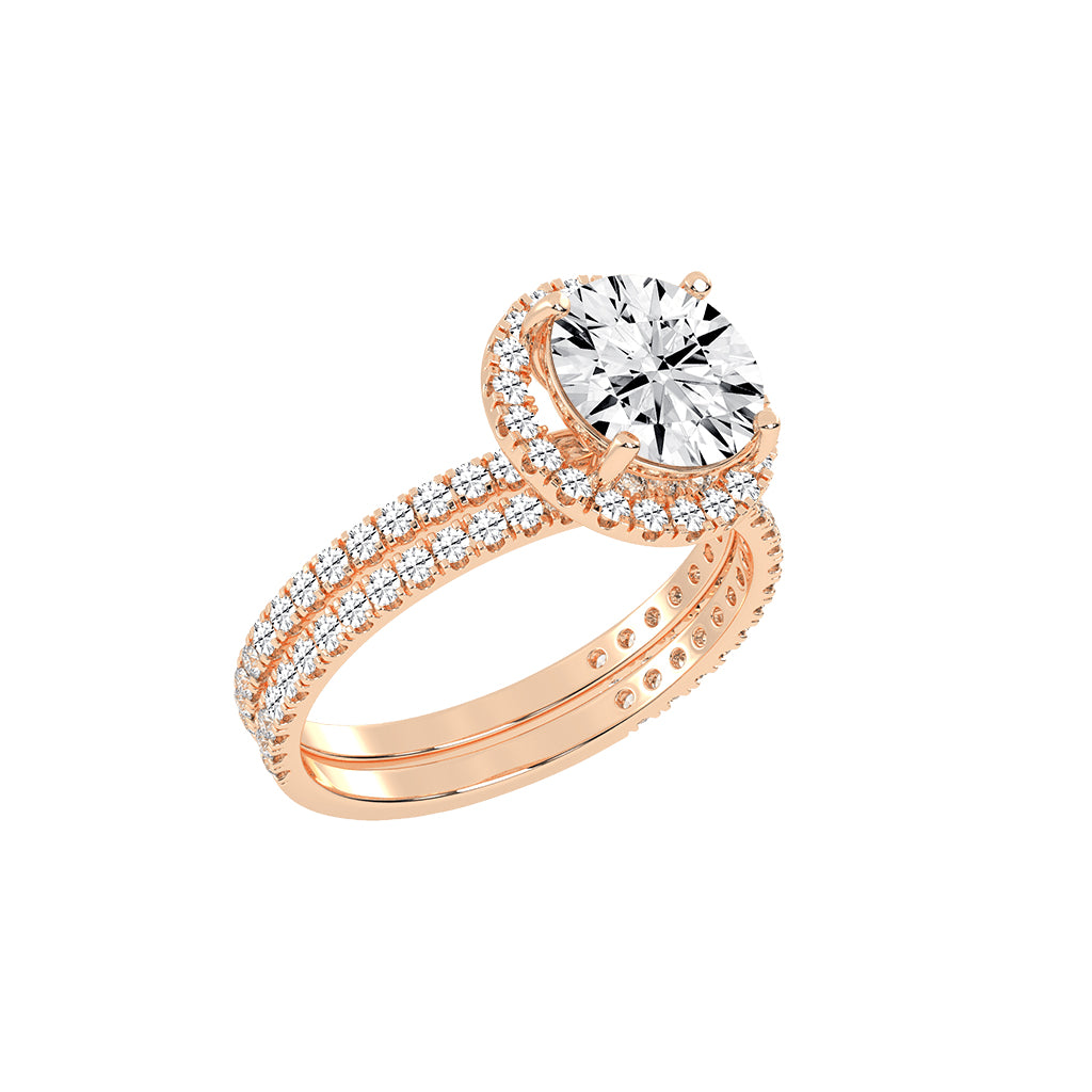 Halorina two row round cut halo lab diamond ring