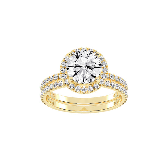 Halorina two row round cut halo lab diamond ring