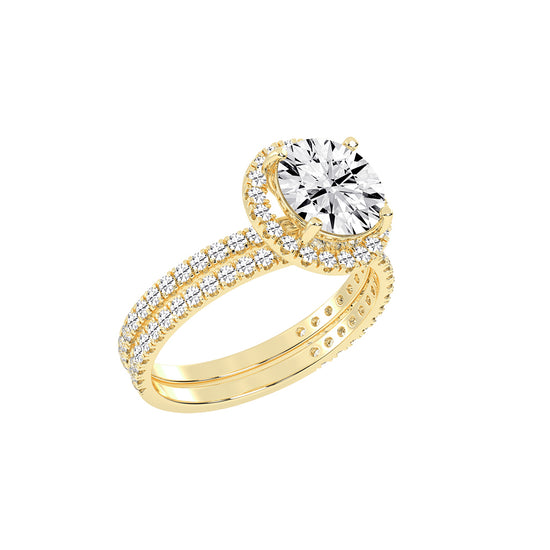 Halorina two row round cut halo lab diamond ring