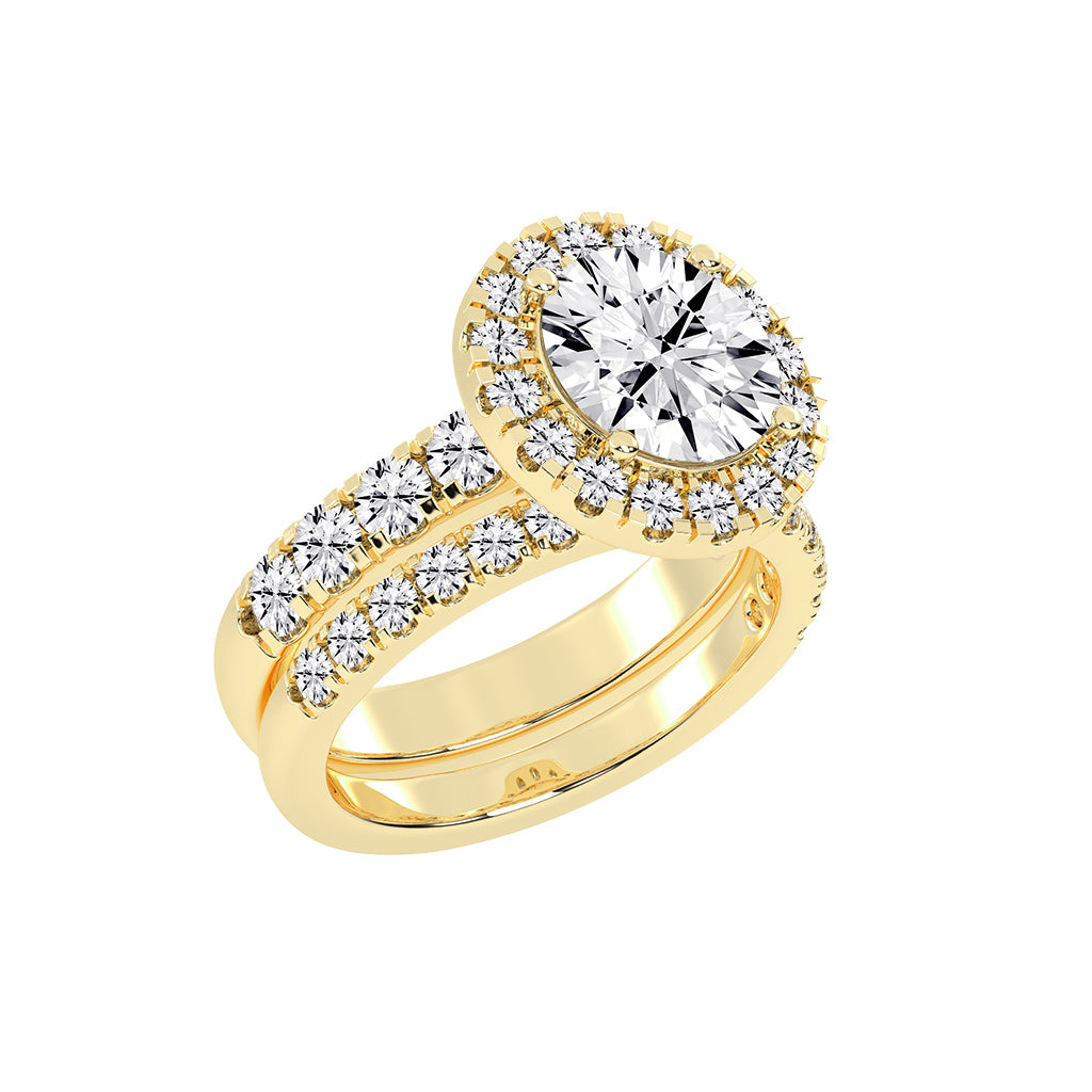 Halorielle two row round cut halo lab diamond ring