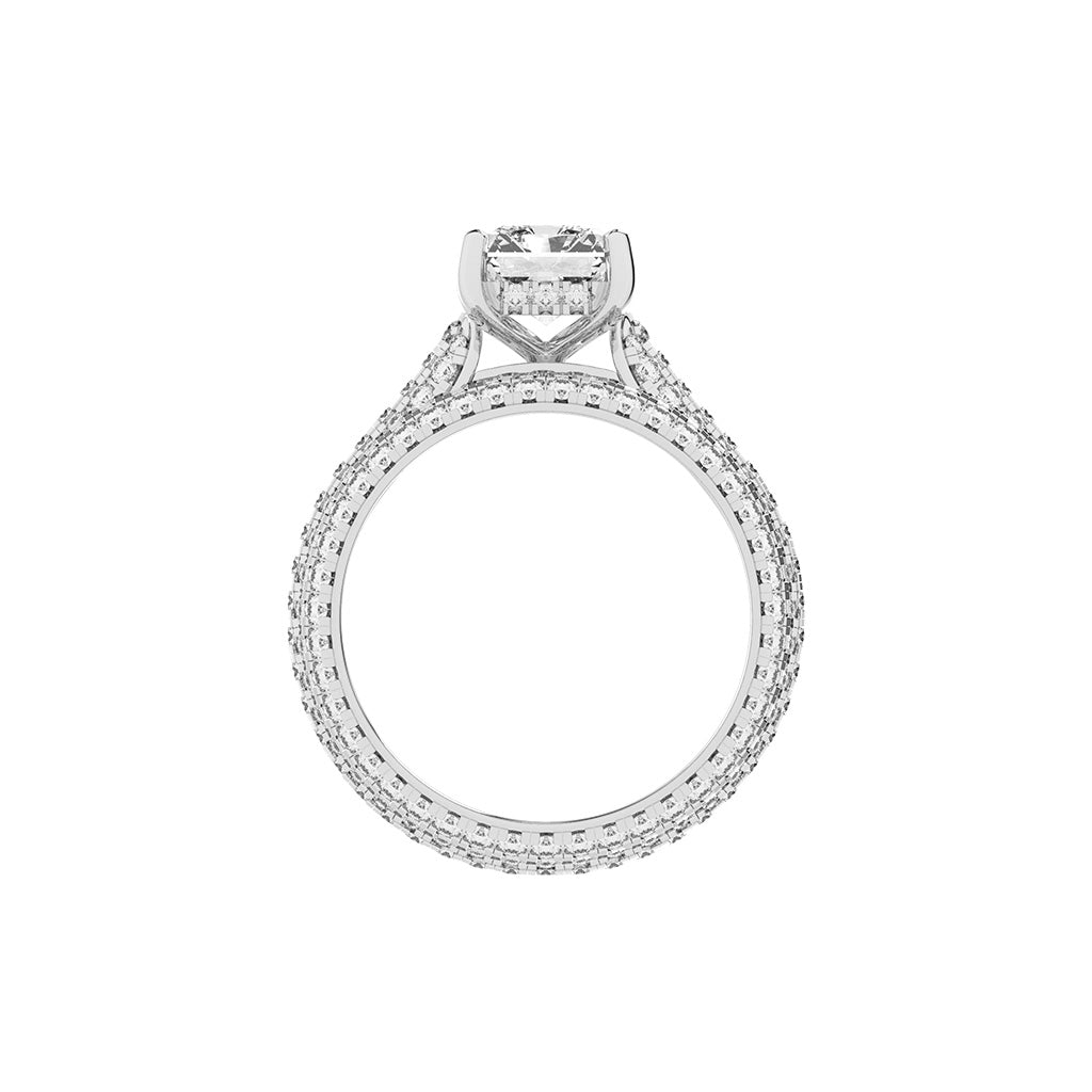 Luxeon Pave setting emerald cut classic lab diamond ring
