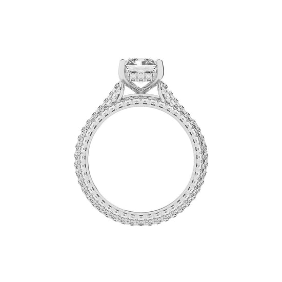 Luxeon Pave setting emerald cut classic lab diamond ring