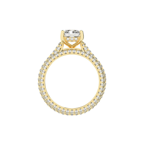 Luxeon Pave setting emerald cut classic lab diamond ring