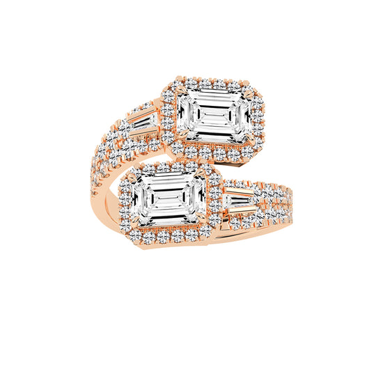 Crystaira Emerald cut cocktail lab Diamond ring