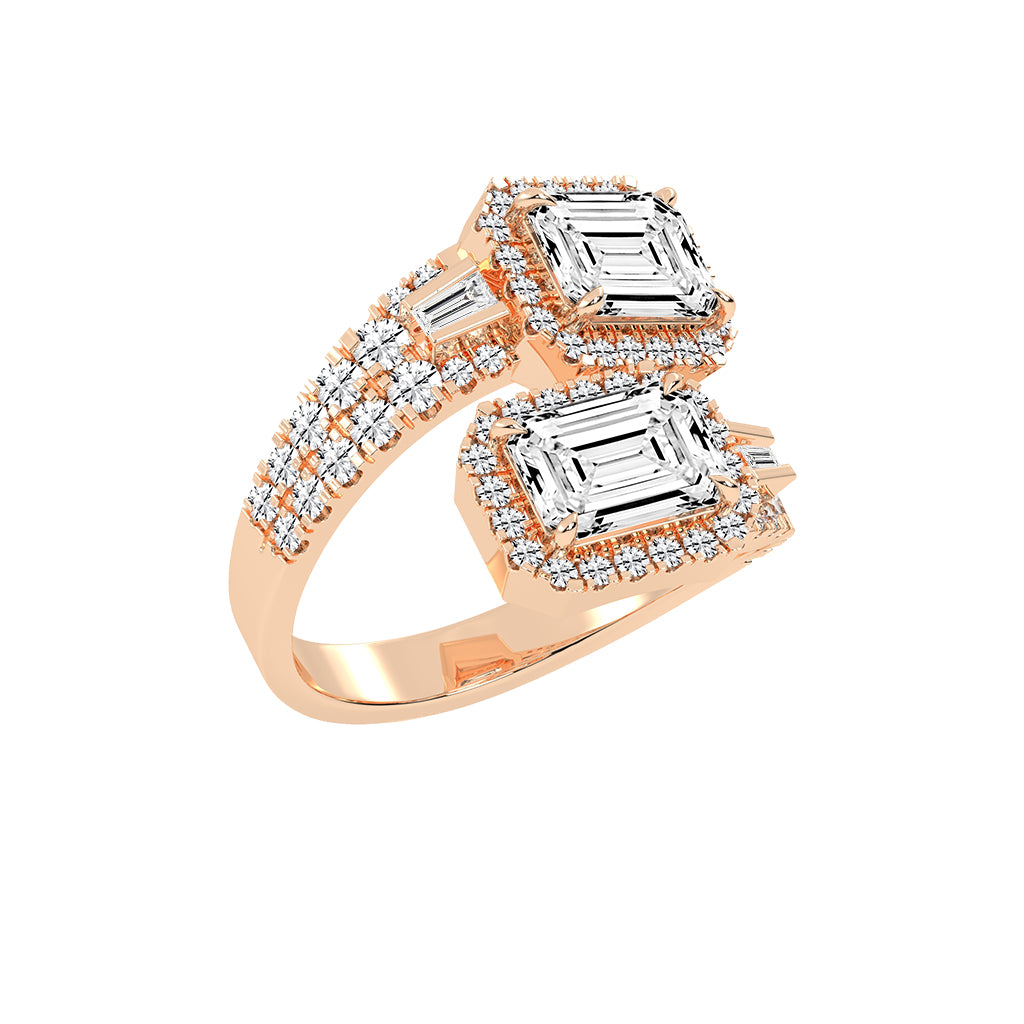 Crystaira Emerald cut cocktail lab Diamond ring