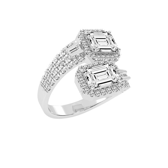 Crystaira Emerald cut cocktail lab Diamond ring
