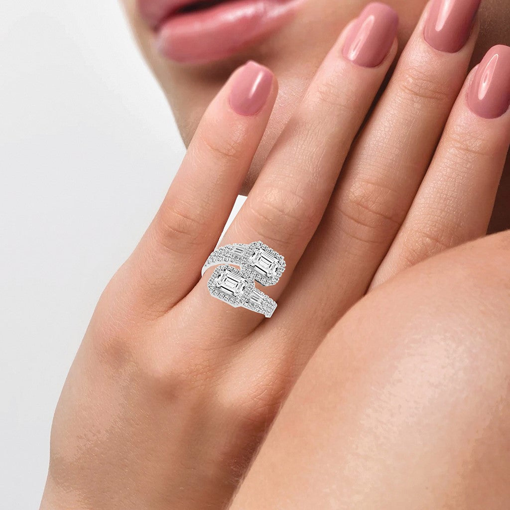 Crystaira Emerald cut cocktail lab Diamond ring