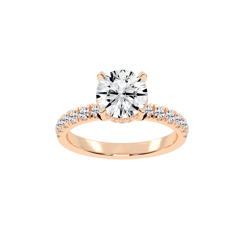 Pave Band Solitaire Engagement Ring