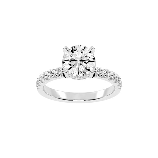 Pave Band Solitaire Engagement Ring