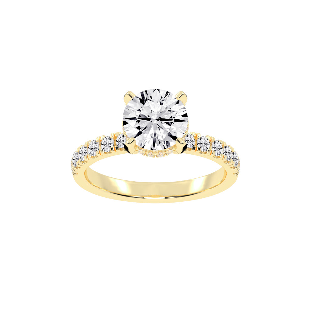 Pave Band Solitaire Engagement Ring