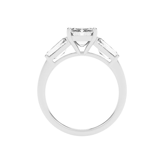 Elegant Three-Stone Emerald Cut Ring
