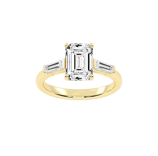 Elegant Three-Stone Emerald Cut Ring