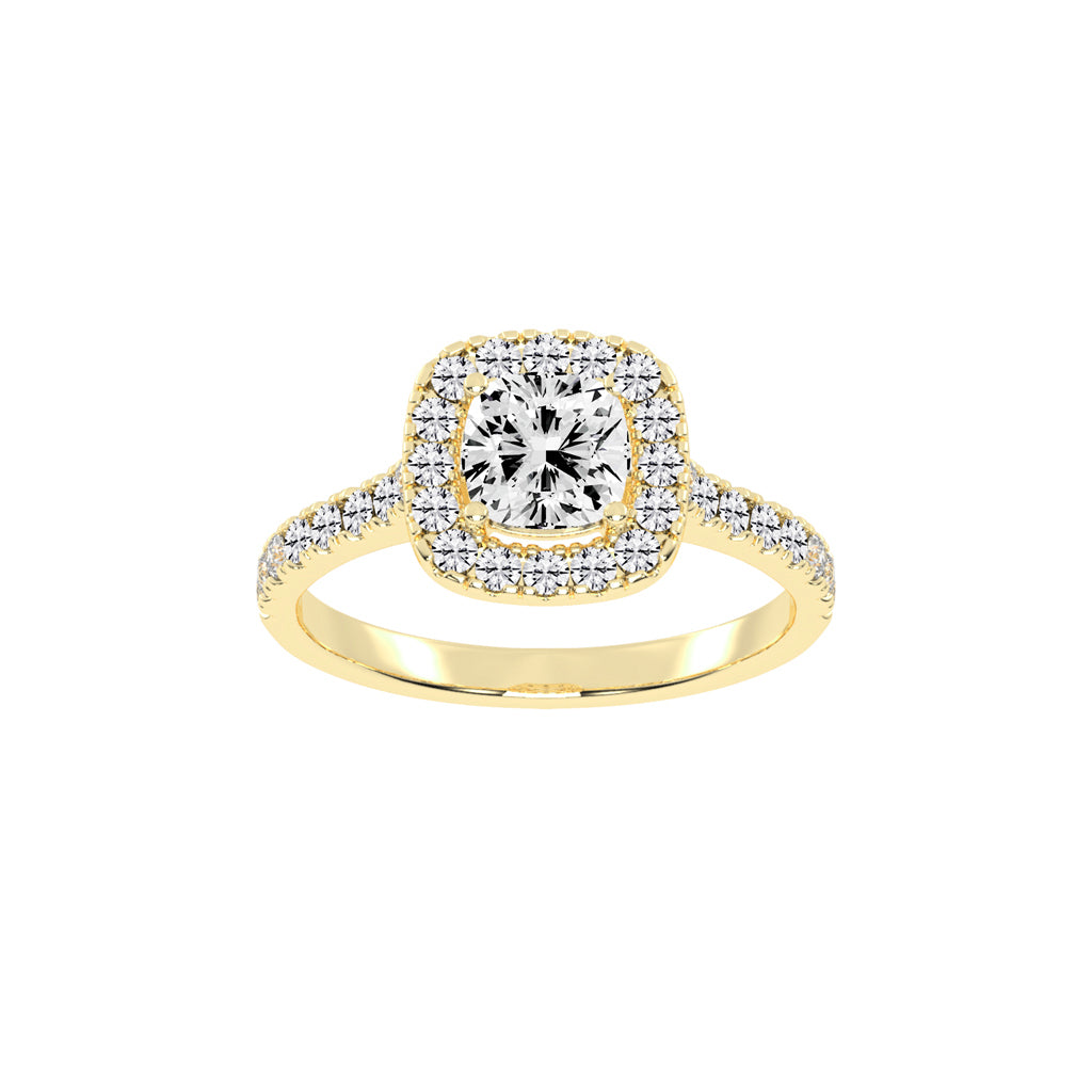 Halorine cushion cut halo lab diamond ring