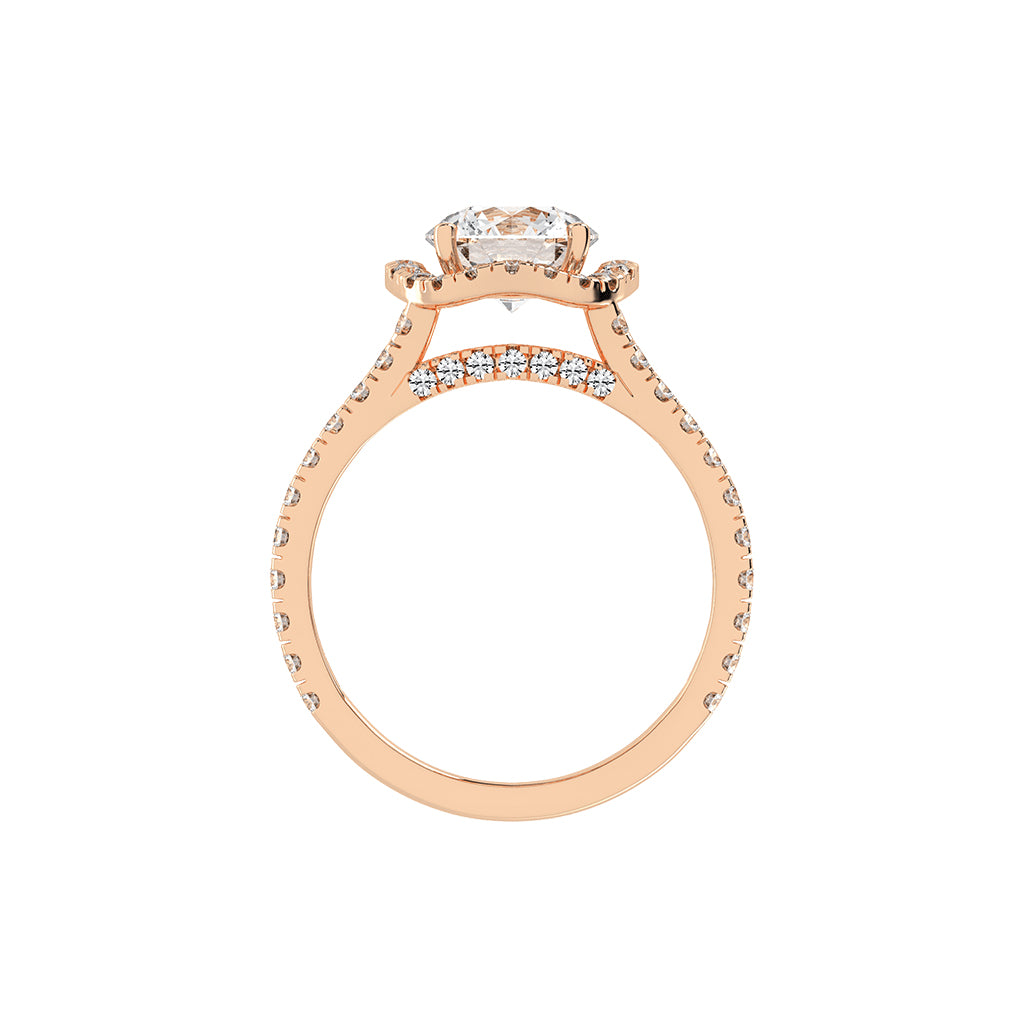 Haloviera split shank round cut halo lab diamond ring
