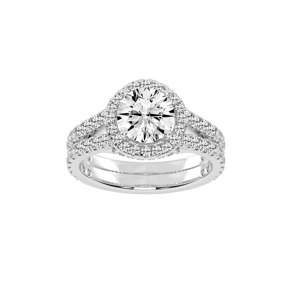 Haloviera split shank round cut halo lab diamond ring