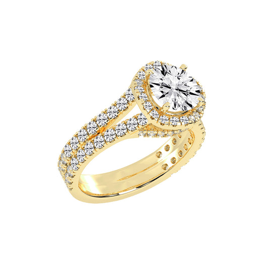 Haloviera split shank round cut halo lab diamond ring