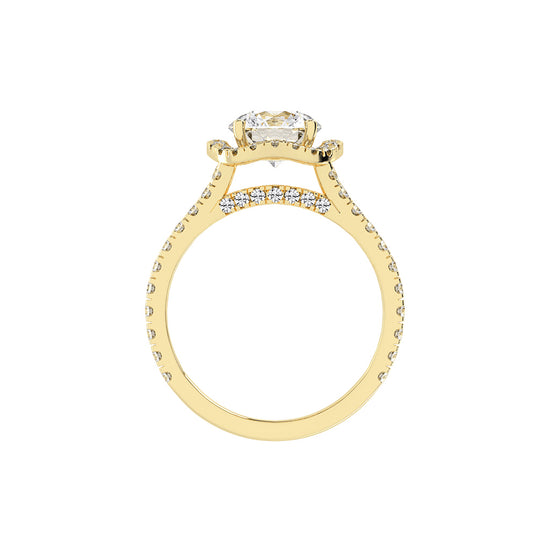 Haloviera split shank round cut halo lab diamond ring
