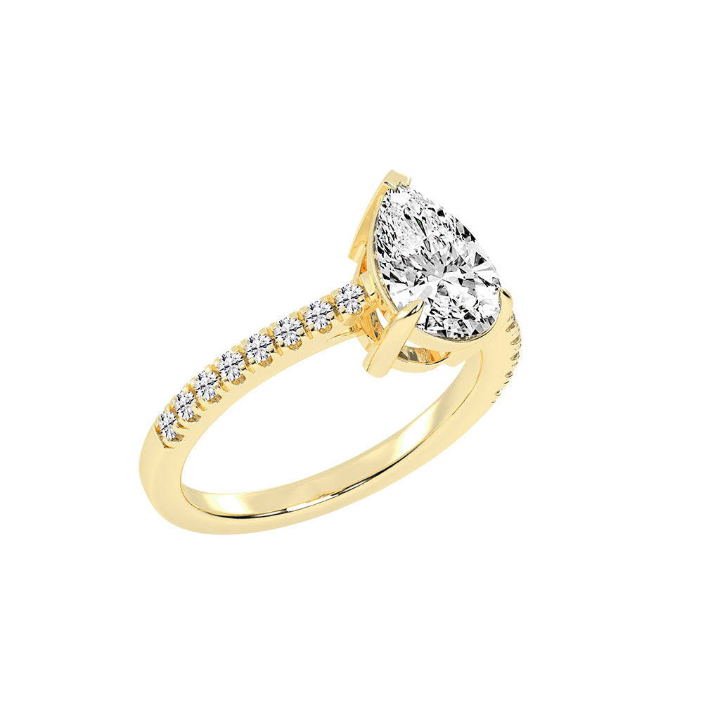 Glissea  Pear cut side stone lab diamond ring