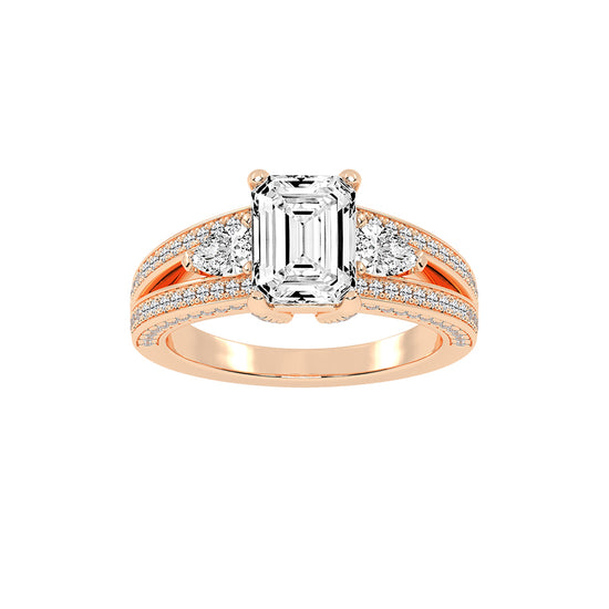 Amorian Split shank emerald cut classic lab diamond ring