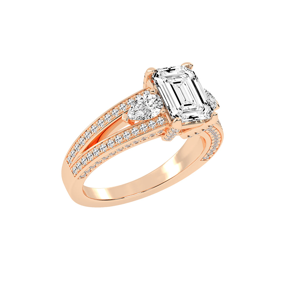 Amorian Split shank emerald cut classic lab diamond ring