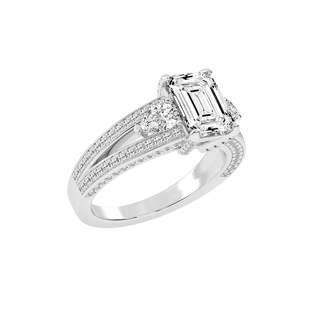 Amorian Split shank emerald cut classic lab diamond ring
