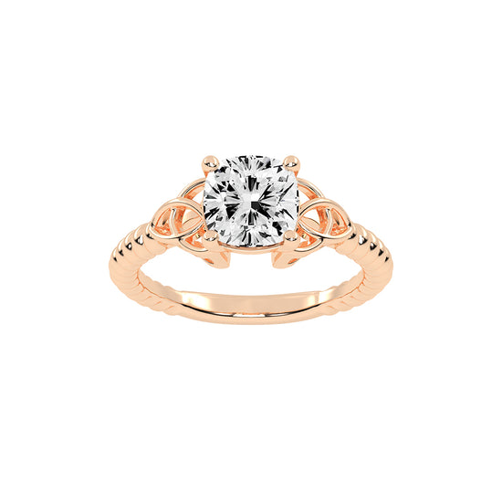 Solinara Accent Cushion cut solitaire lab diamond ring