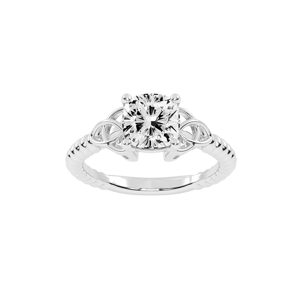 Solinara Accent Cushion cut solitaire lab diamond ring