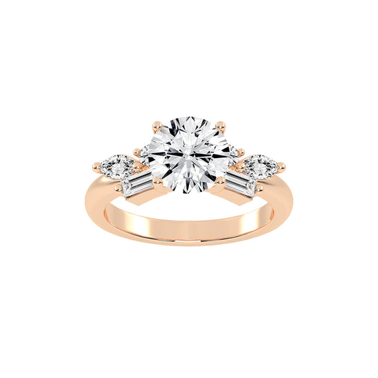 Aurealis round cut side stone lab diamond ring