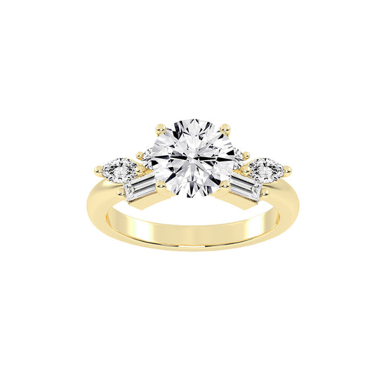 Aurealis round cut side stone lab diamond ring