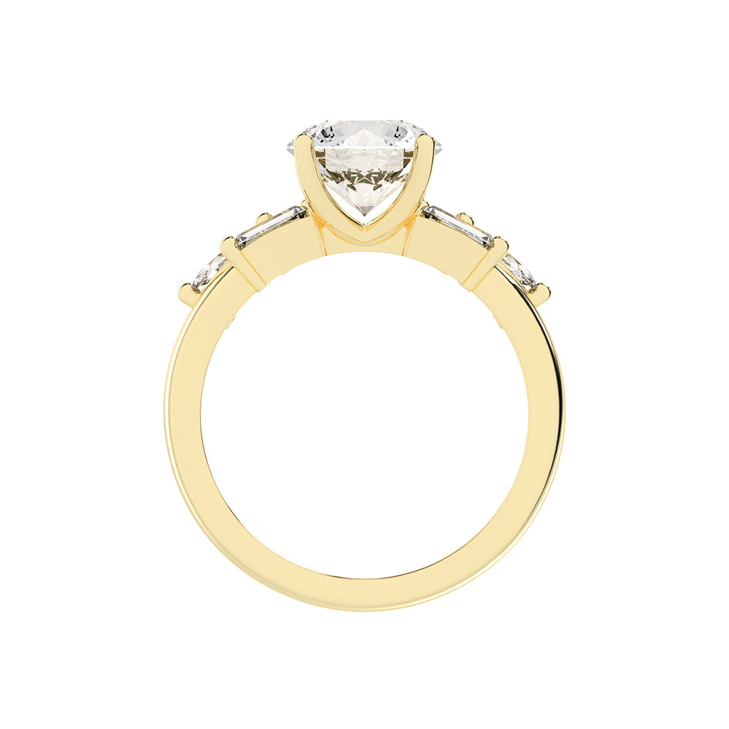 Aurealis round cut side stone lab diamond ring