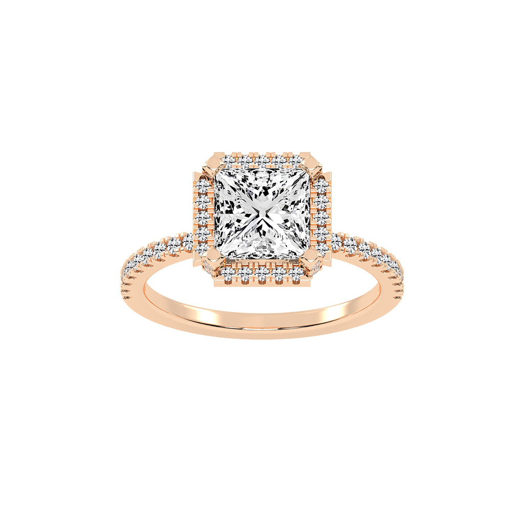 Haloeneva princess cut halo lab diamond ring