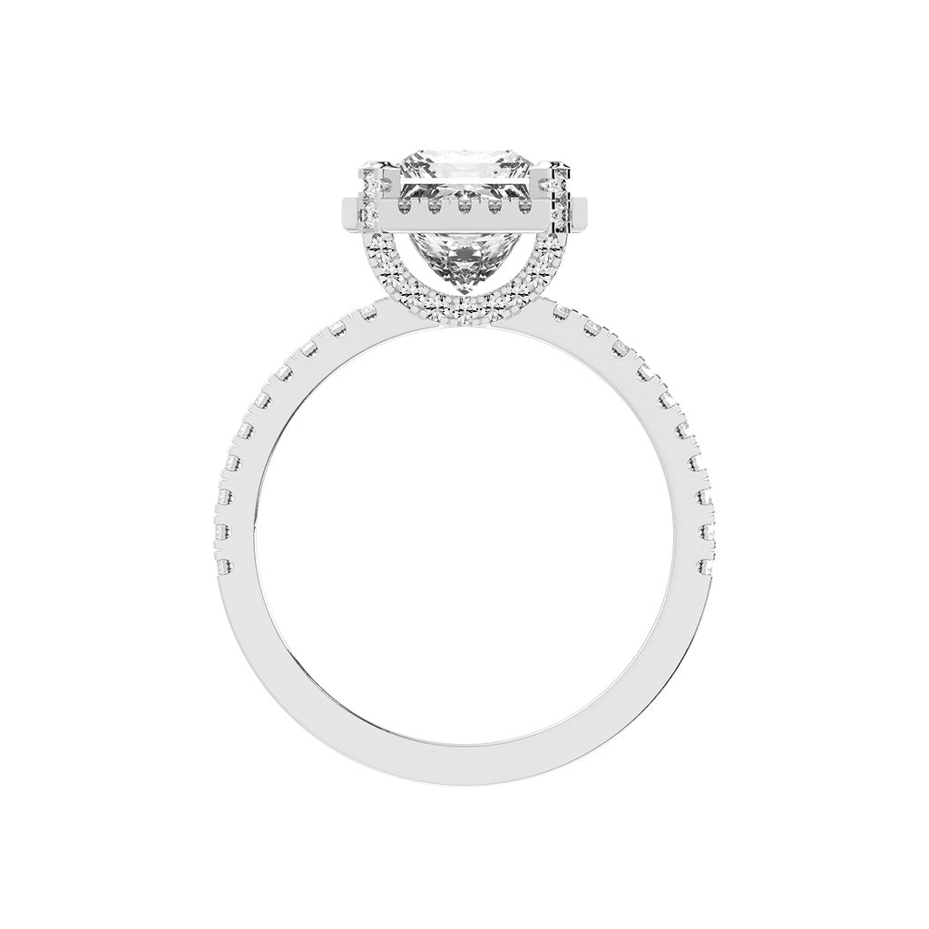 Haloeneva princess cut halo lab diamond ring