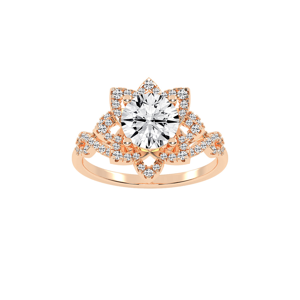Diamicca Flower style round cut classic lab diamond ring