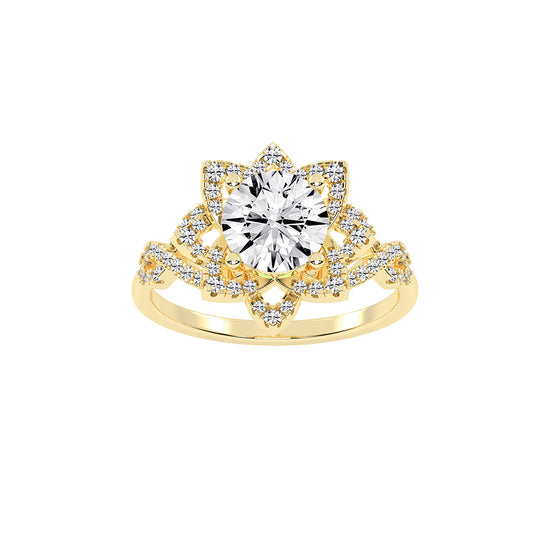 Diamicca Flower style round cut classic lab diamond ring
