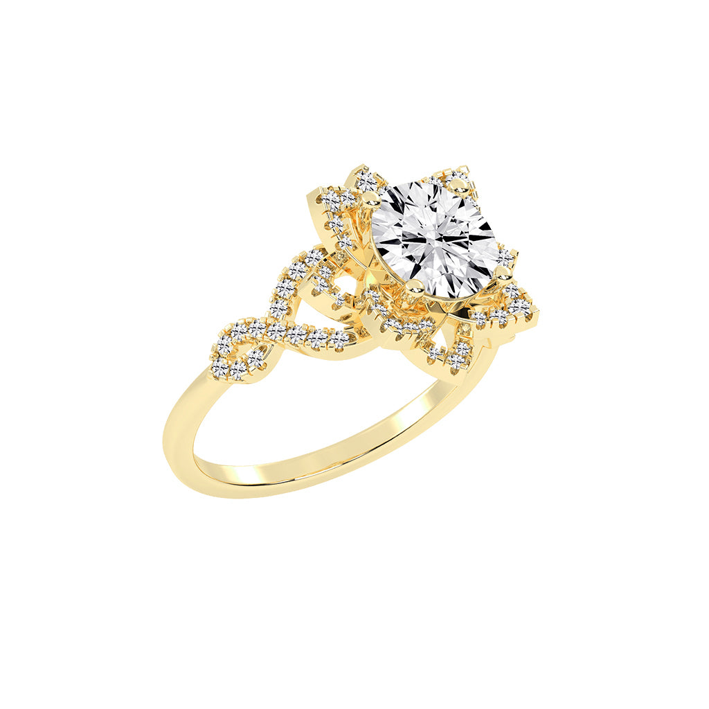 Diamicca Flower style round cut classic lab diamond ring