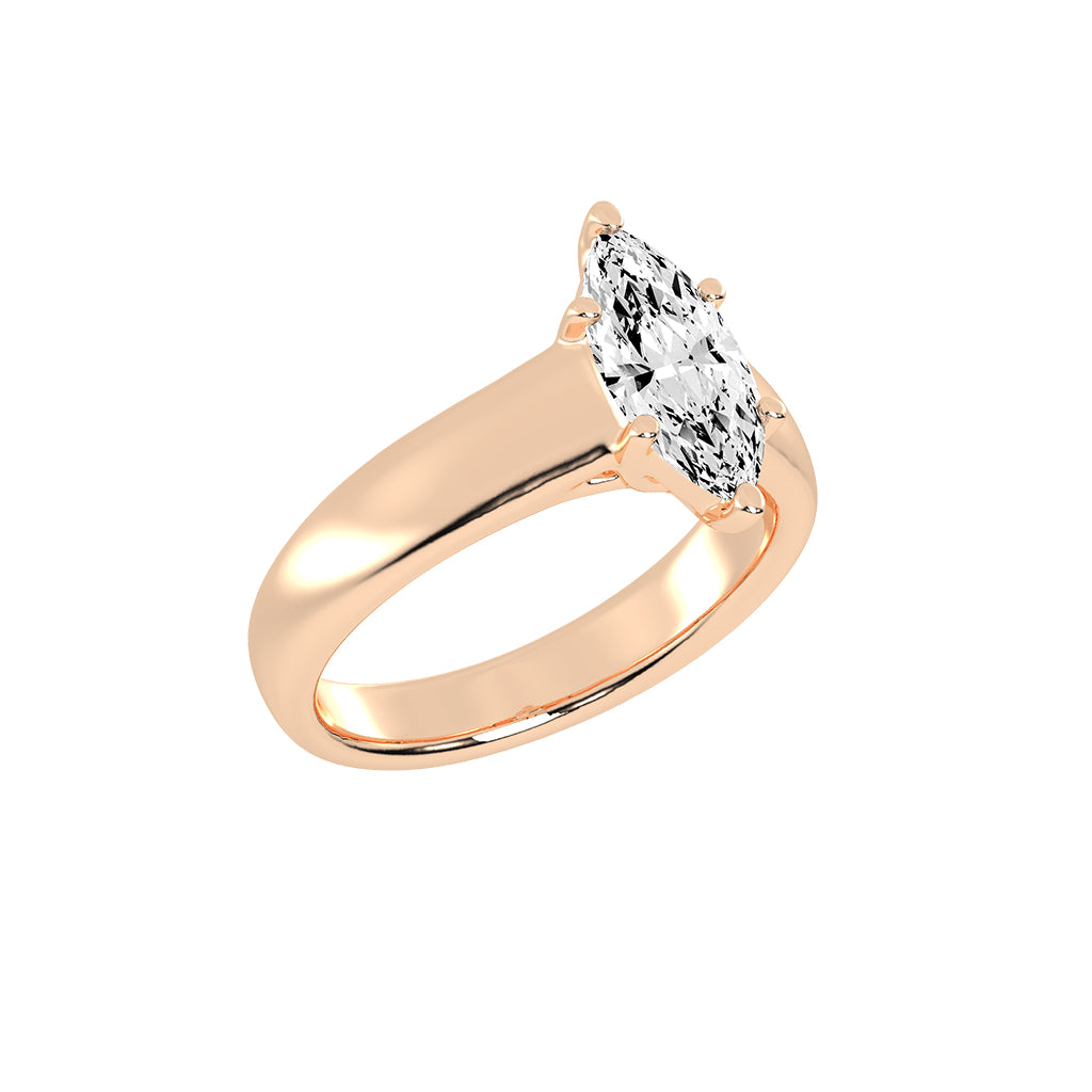 Solavria six prong marquise cut solitaire lab diamond ring
