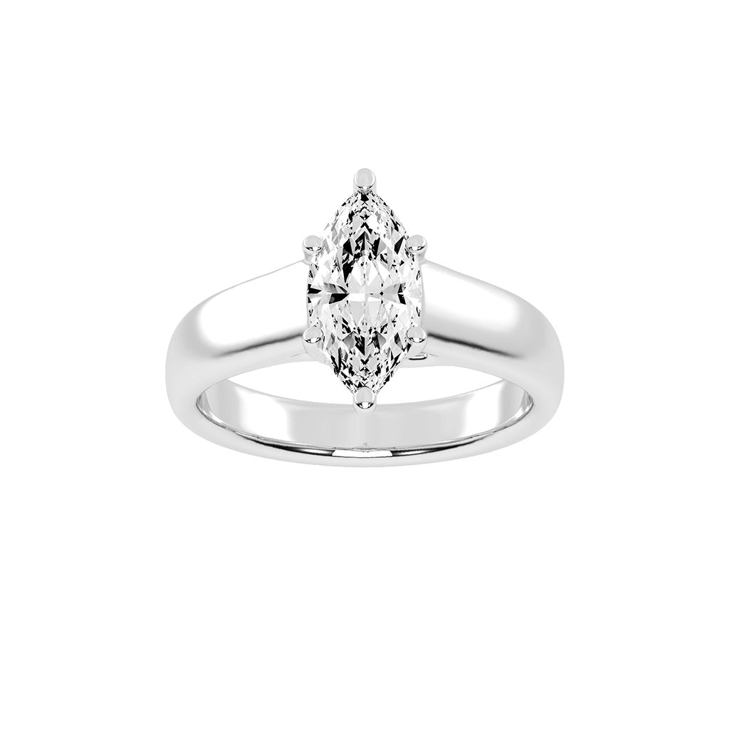 Solavria six prong marquise cut solitaire lab diamond ring