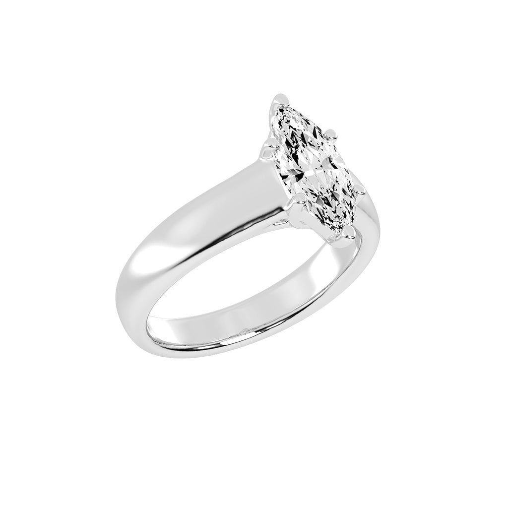Solavria six prong marquise cut solitaire lab diamond ring