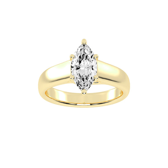 Solavria six prong marquise cut solitaire lab diamond ring