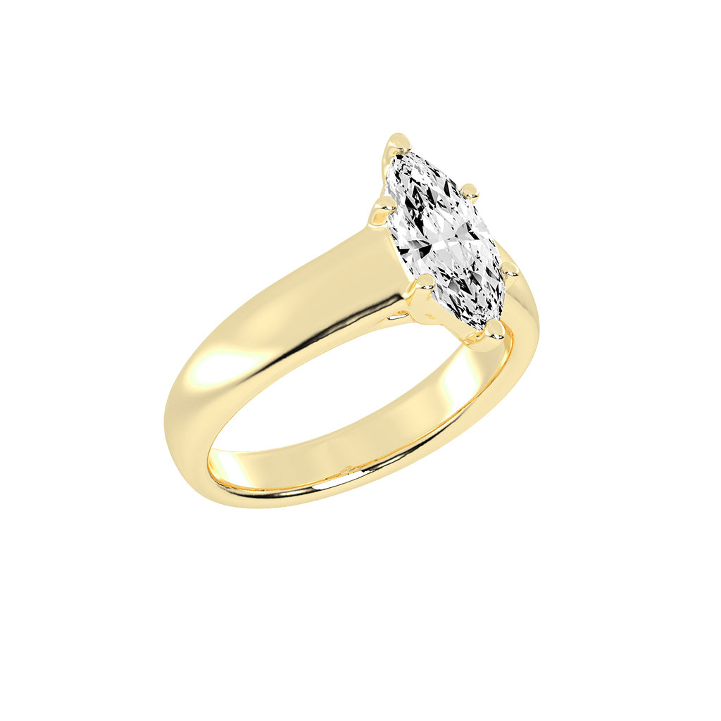 Solavria six prong marquise cut solitaire lab diamond ring