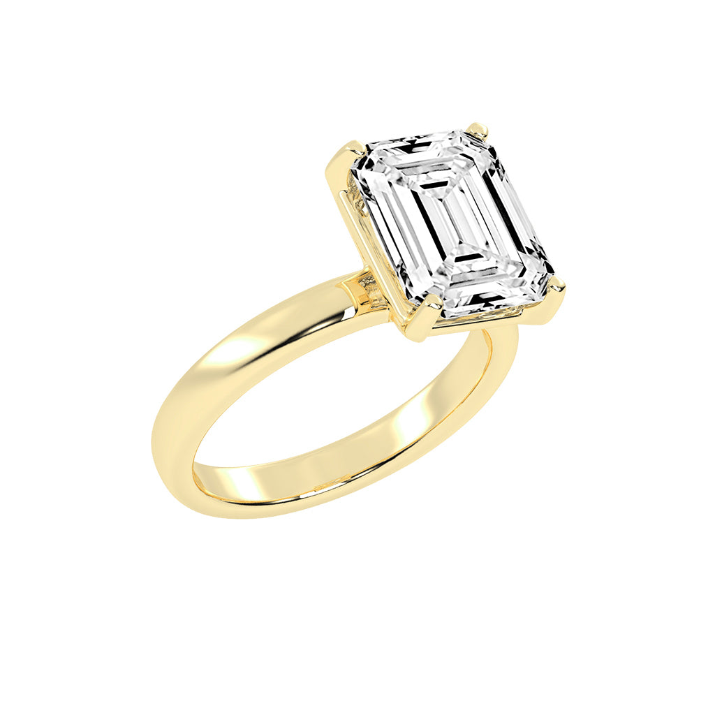 Solsticea emerald cut solitaire lab diamond ring