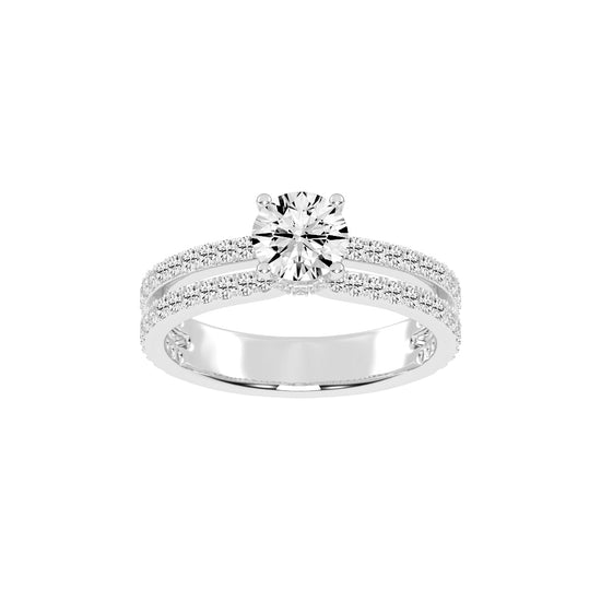 Sidovia split round cut side stone lab diamond ring