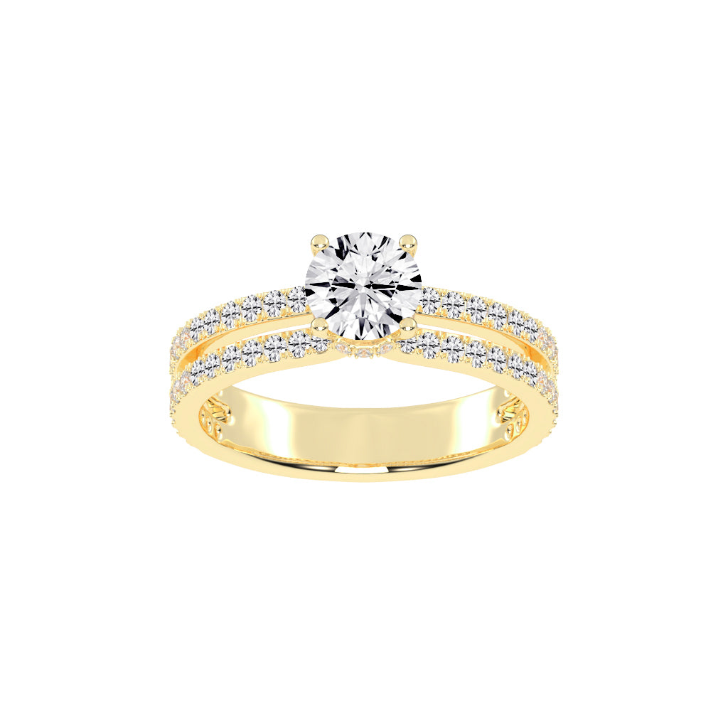 Sidovia split round cut side stone lab diamond ring